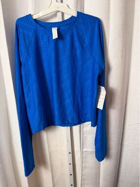 Isabella Active Wear Long Sleeve Crop Tee XL Blue